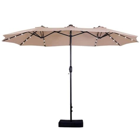 Phi Villa Ft Market Patio Umbrella With Lights Base And Sandbags In