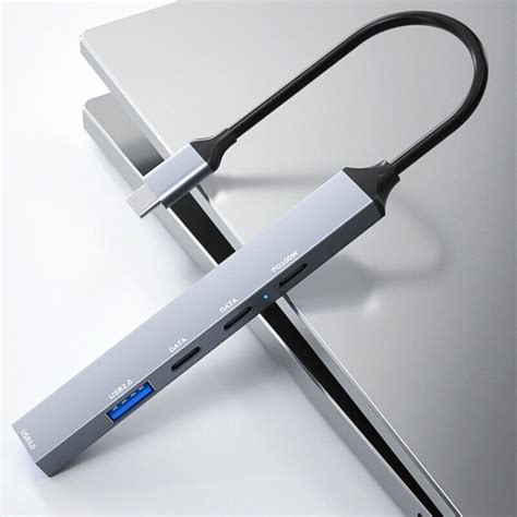 5 Ports USB C Hub 2USB 2TypeC USB Adapter Aluminum Alloy Fast Data