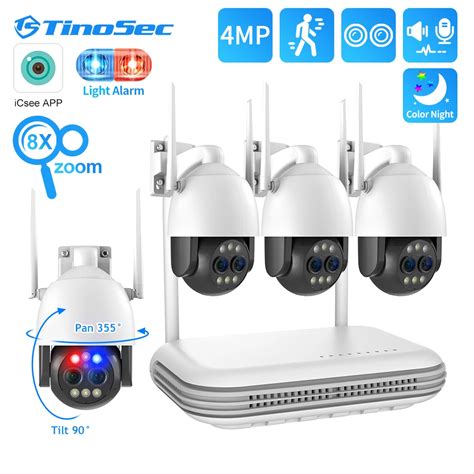 Tinosec Ptz Mp Wifi Wireless Camera Kit Dual Lens Security Camera