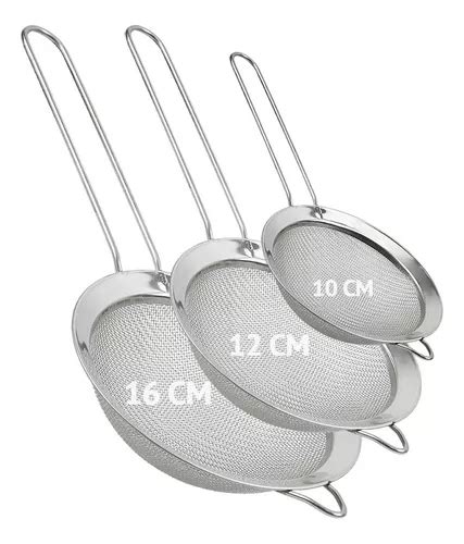 Peneira A O Inox Kit Utens Lio Para Polvilhar Coador Cozinha Cm