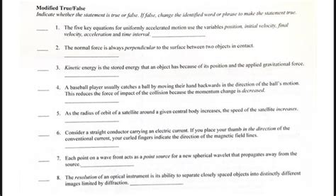 Solved Modified True False Indicate Whether The Statement Is Chegg