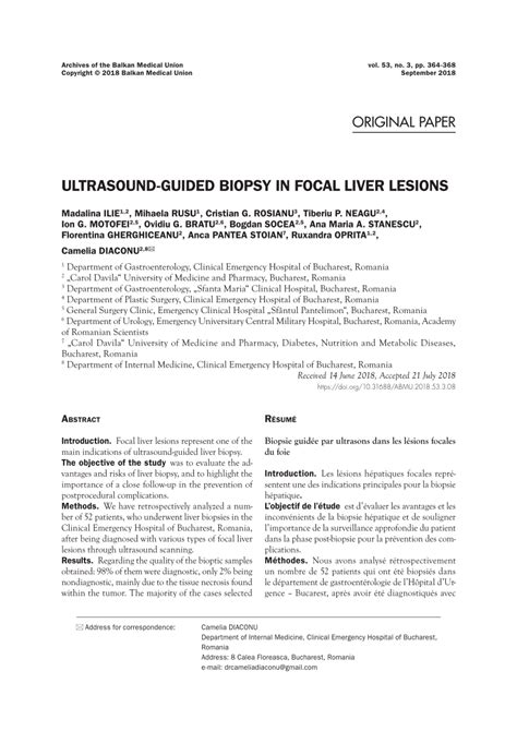 (PDF) Ultrasound-guided biopsy in focal liver lesions