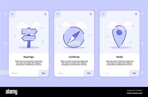 Onboarding Screen For Mobile Apps Template Banner Page UI With Three