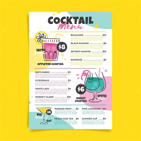 Premium Vector Cocktail Menu Template Theme