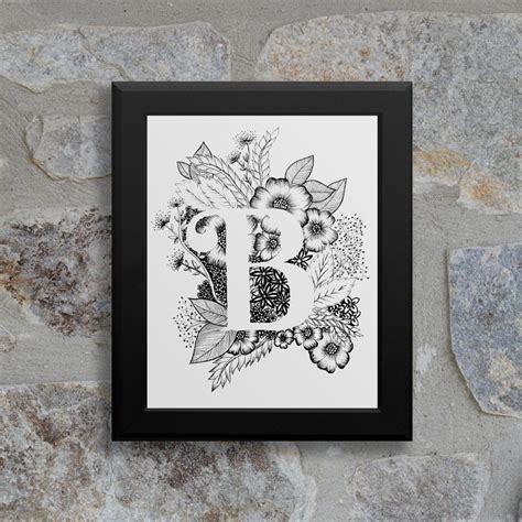 Letter B Print Alphabet, Calligraphy, Typography, Monogram, Flowers ...