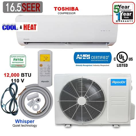 12000 Btu Mini Split 17 4 Seer2 Inverter Air Conditioner Heat Pump 110v