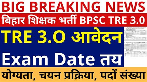 BPSC TRE 3 0 Vacancy Notification Bihar Shikshak Bharti BPSC TRE