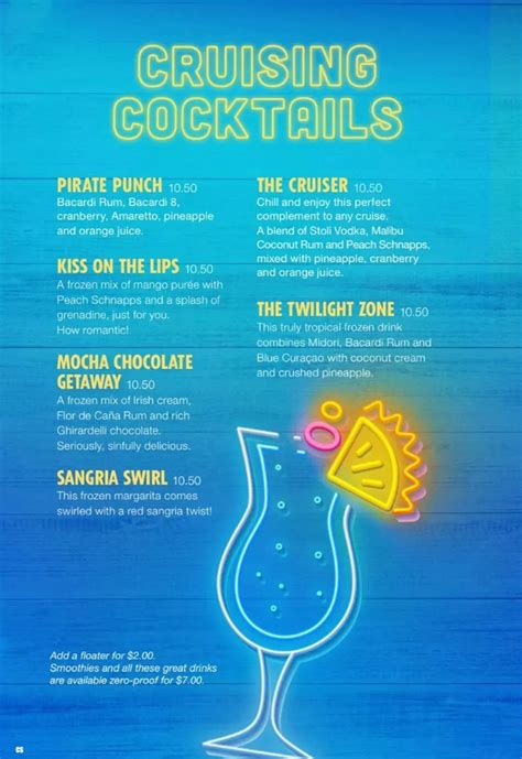 Carnival Drink Menus and Pricing (2024) - Cruise Spotlight