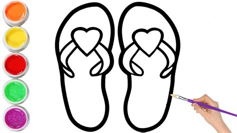 Cómo dibujar chanclas para niños How to draw flip flops for children