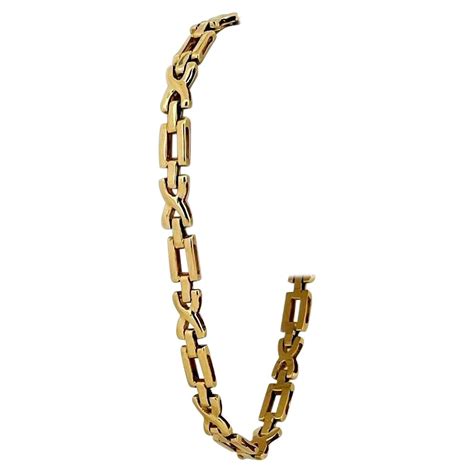 14 Karat Yellow Gold Ladies Hugs And Kisses Xo Link Bracelet Italy For