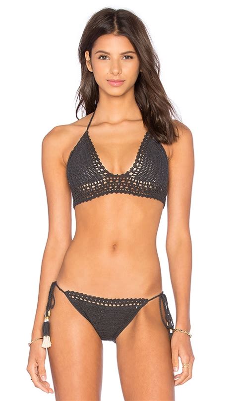 SHE MADE ME Bralette Bikini Top In Charcoal REVOLVE