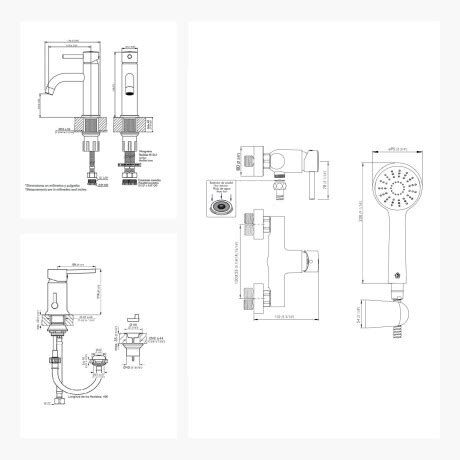 Juego De Griferia Incluye Ducha Exterior Bidet Y Lavatorio Bajo Fv