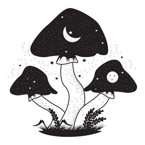 three mushrooms surreal space 17406985 Vector Art at Vecteezy