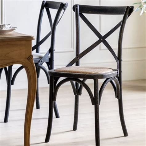 Set Of 2 French Country Cottage Natural Oak Wood Dining Chairs With