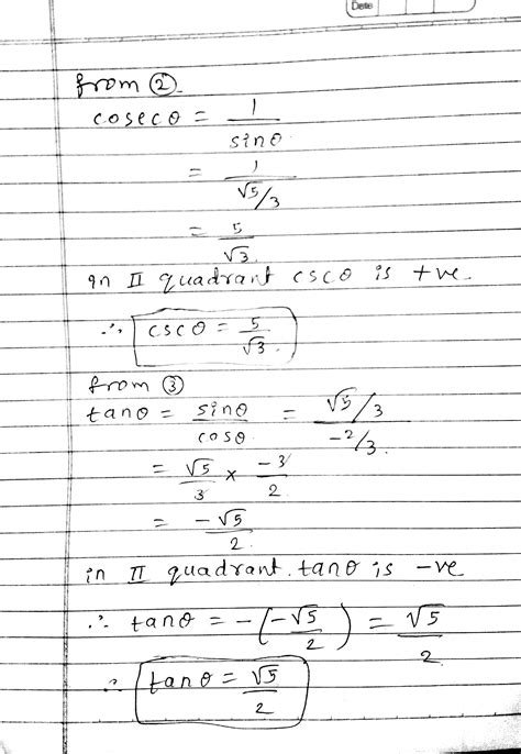 Solved Let 0 Be An Angle In Quadrant II Such That Cos 0 W N Find