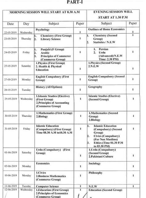 1st Year Date Sheet 2020 New Official Mdcat Guide