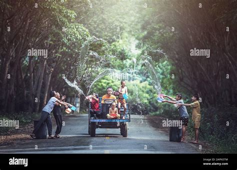 Nong Khai Thailand April Famous Songkran Festival In Local Of