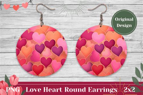 Love Round Earrings Sublimation Design Graphic By Ailirel Design