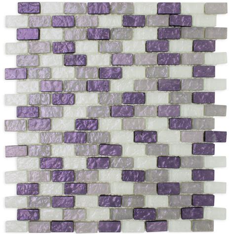 TPRNG-01 Small Brick Pearl Look Purple Glass Mosaic Tile Backsplash – Tile Generation