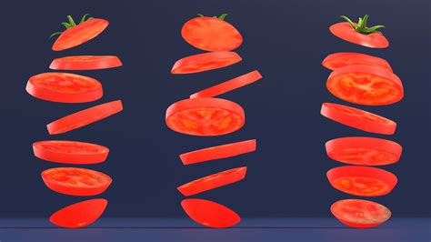 Sliced Tomato In The Air D Model Ds Blend C D Fbx Max Ma