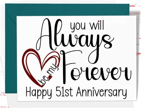 51st Anniversary Card You Will Always Be My Forever 51st Anniversary