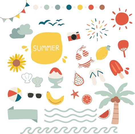 Premium Vector Hand Drawn Vector Illustration Set Of Summer Holiday