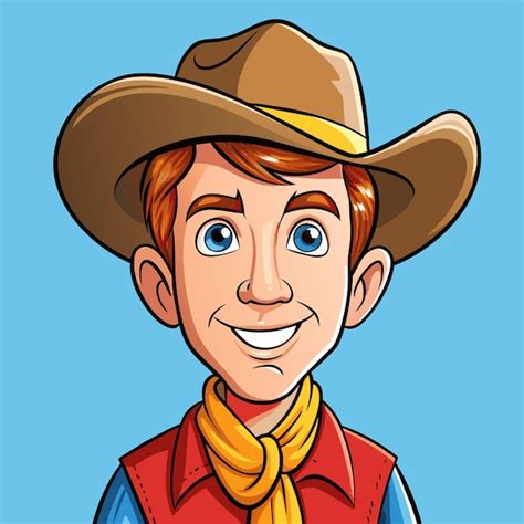 Um Desenho Animado De Um Cowboy Um Len O Amarelo E Um Chap U De