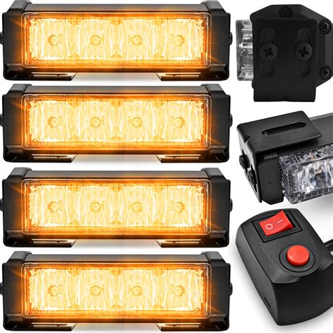 DIODOWE KOGUTY LED STROBOSKOPY LAMPY OSTRZEGAWCZE 12V 24V POMARAŃCZOWE