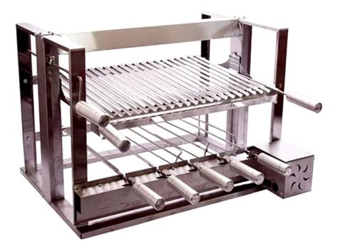 Churrasqueira Inox Elevatória Kit 5 Espetos Grelha Parrilla