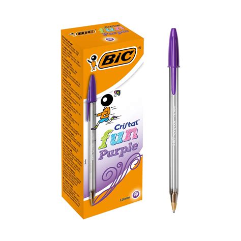 He1319163 Bic Cristal Fun Ballpoint Pen Purple Pack Of 20 Hope