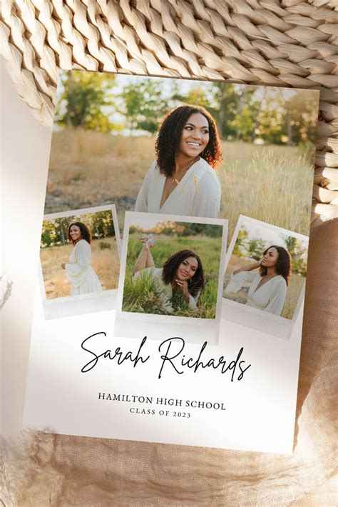 A Graduation Announcement With Three Photos On It