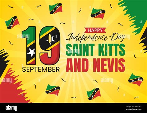 Happy Independence Day Saint Kitts And Nevis Vector Illustration With