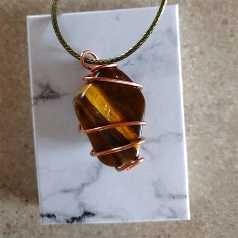 Handcrafted Wire Wrapped Tigers Eye Pendant Handcraft Pendant Tiger Eye