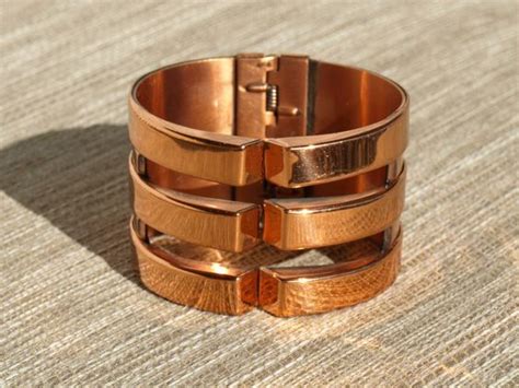 Vintage Mid Century Modernist Renoir Copper Hinged Cuff Bracelet