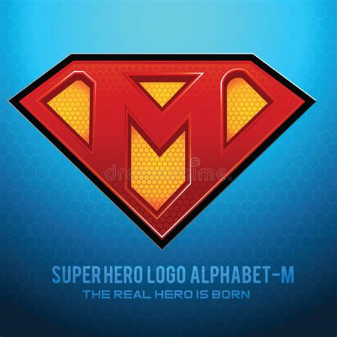 Superhero Logo Icono Con Letra M Ilustración Vector Foto De Archivo