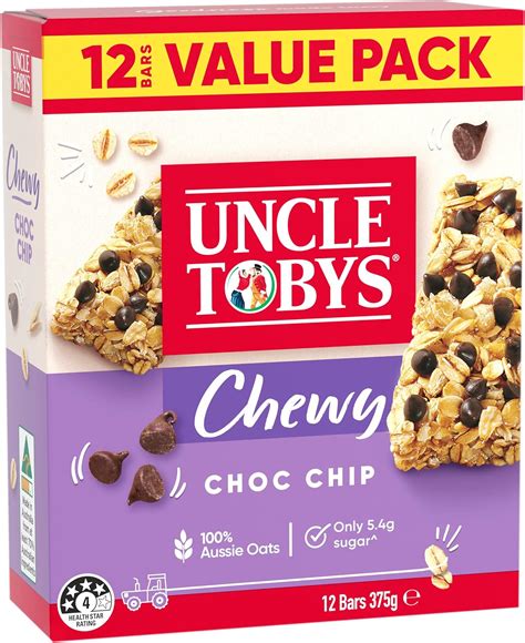 UNCLE TOBYS Muesli Bars Chewy Choc Chip 12 Bars Value Pack 375g