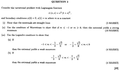 Solved Question Consider The Variational Problem With Chegg