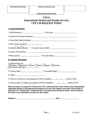 Fillable Online Uncg ISSS Staff Initials Date Fax Email Print PdfFiller