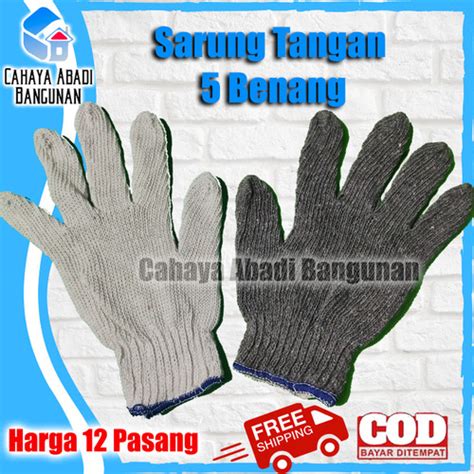 Jual Sarung Tangan Benang 5 Sarung Tangan Tukang Kerja Kain Proyek