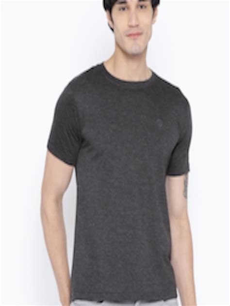 Buy Chkokko Men Charcoal Grey Solid Round Neck T Shirt Tshirts For