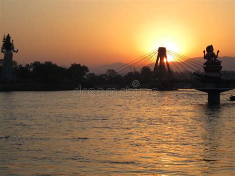 The Beautiful View of Sunrise Over the Ganga River Stock Image - Image ...