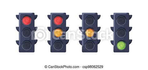 Traffic Lights Signals Set Semaphore Led Lamps Red Green And Yellow