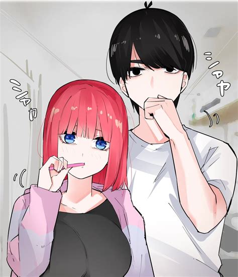 Nakano Nino And Uesugi Fuutarou Go Toubun No Hanayome Drawn By