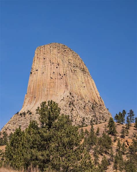 Closeup Of The Devils Tower From The Western Side Stock Photo Image