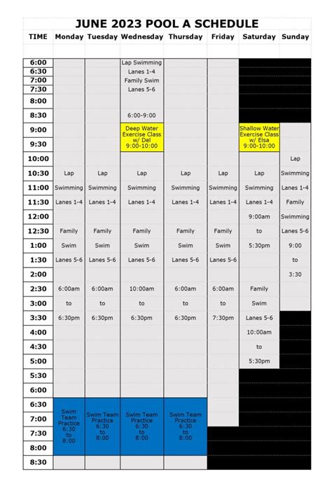 Pool Schedule – Greater Scranton YMCA