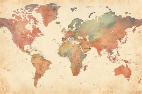 Premium Ai Image Remixed Vintage World Map Captivating Artwork By