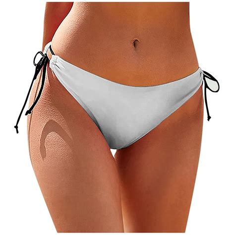 RPVATI Womens Bikini Tie Side Bathing Suit Bottoms Beachwear Swim Solid Low Rise Swimsuits