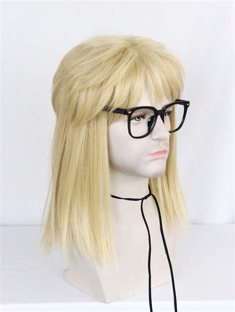 Inch Shaggy Layered Straight Blonde Wig Black Glasses Costume Set