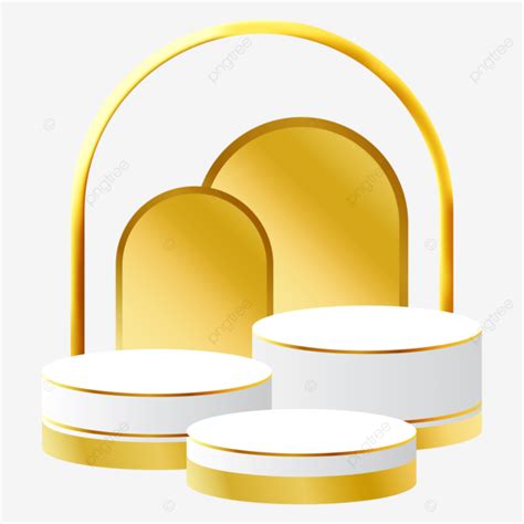 White And Gold D Podium With Arch Perfect For Product Display Layout