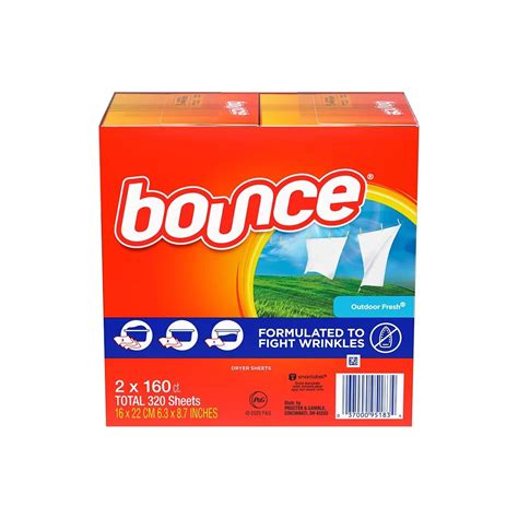 Bounce Fabric Softener Dryer Sheet Outdoor Fresh Sheets Pack Of